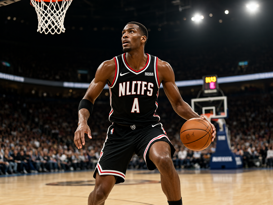 NBA篮球比赛现场：球员在球场激烈对抗