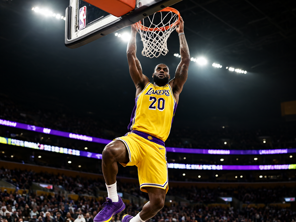 NBA比赛中球员完成精彩扣篮的瞬间